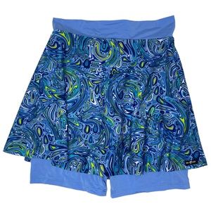 Om Lax Athletic Skirt Skort Shorts Womens Size 2 Blue Green Swirl Print